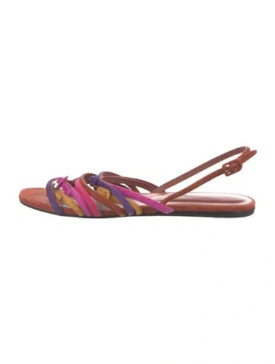 Pre-owned Hermes Suede Slingback Sandals In Orange