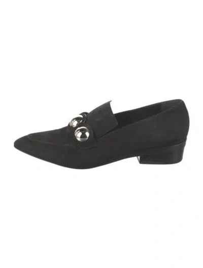 Pre-owned Hermes Suede Studded Accents Loafers In Black