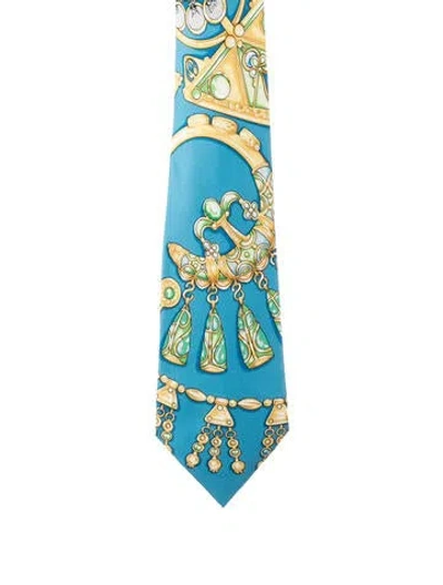 Pre-owned Hermes Suiting Tie In Blue
