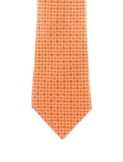 Pre-owned Hermes Suiting Tie In Orange