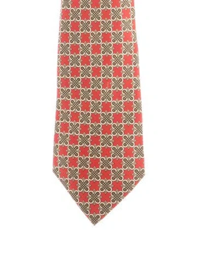Pre-owned Hermes Suiting Tie In Orange