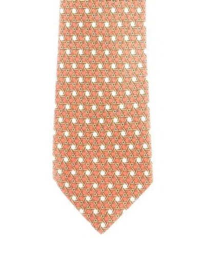 Pre-owned Hermes Suiting Tie In Orange