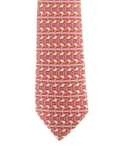 Pre-owned Hermes Suiting Tie In Pink