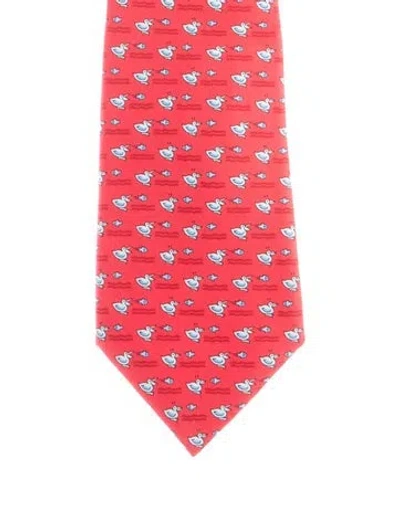 Pre-owned Hermes Suiting Tie In Red