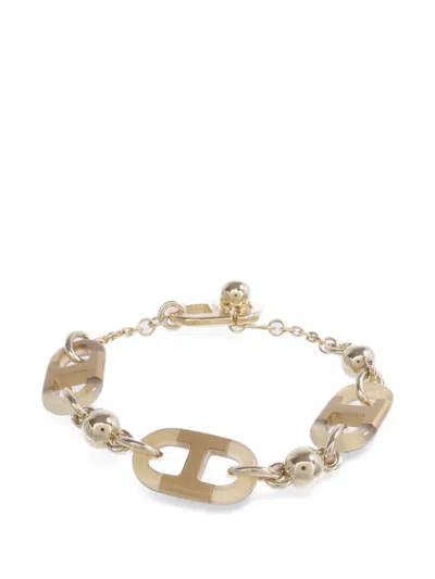 Pre-owned Hermes Sur Mer Buffalo-horn Bracelet In Gold