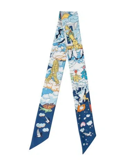 Pre-owned Hermes Sur Mon Nuage Silk Scarf W/ Tags In Blue