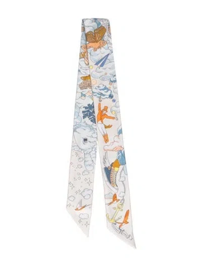 Pre-owned Hermes Sur Mon Nuage Silk Twilly Scarf In Blue