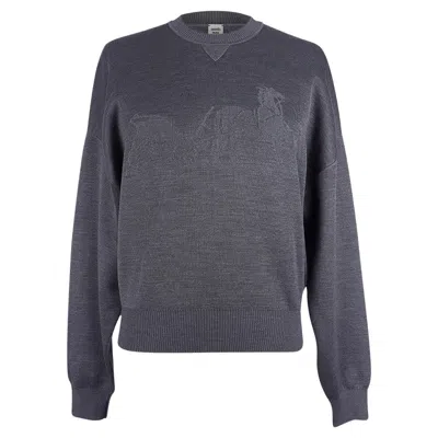 Pre-owned Hermes Sweater Ex-libris Gray Cashmere And Silk 40 / 8