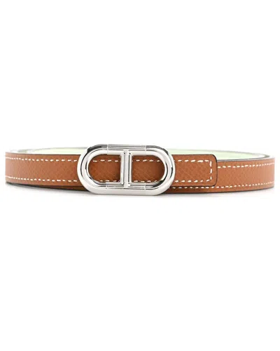 Pre-owned Hermes Hermès Swift Epsom 13mm Maillon H Belt 80 32 (authentic Pre-loved)