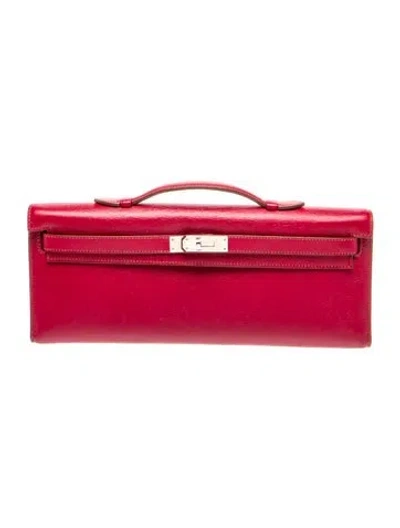 Pre-owned Hermes Swift Kelly Cut Clutch In Red