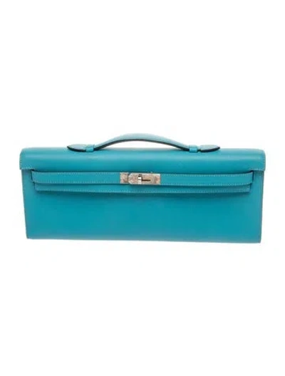 Pre-owned Hermes Swift Kelly Cut Pochette In Blue