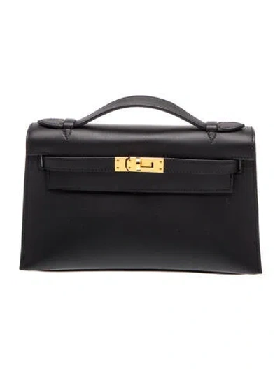Pre-owned Hermes Swift Kelly Pochette In Black