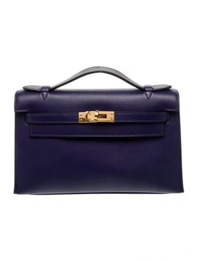 Pre-owned Hermes Swift Kelly Pochette In Blue