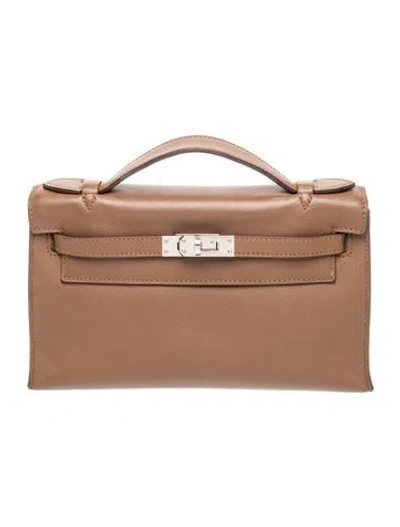 Pre-owned Hermes Swift Kelly Pochette In Brown