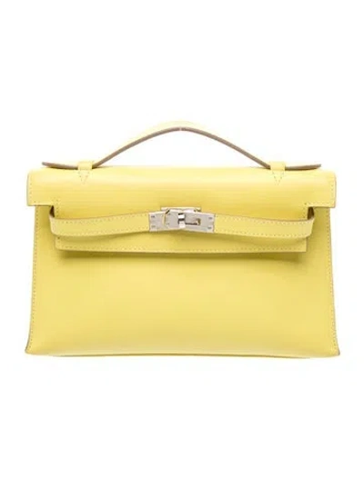 Pre-owned Hermes Swift Kelly Pochette Clutch In Yellow