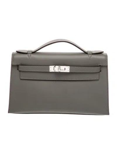 Pre-owned Hermes Swift Kelly Pochette In Gray