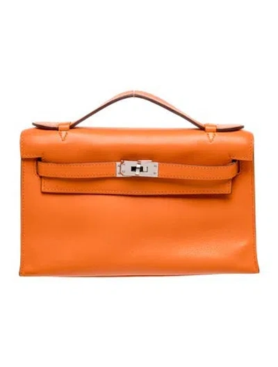 Pre-owned Hermes Swift Kelly Pochette In Orange