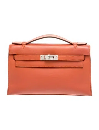 Pre-owned Hermes Swift Kelly Pochette In Orange