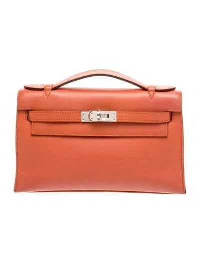 Pre-owned Hermes Swift Kelly Pochette In Orange