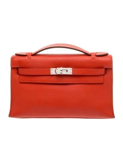 Pre-owned Hermes Swift Kelly Pochette In Red