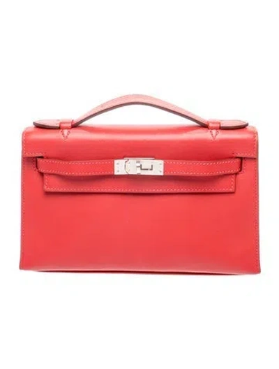 Pre-owned Hermes Swift Kelly Pochette In Red