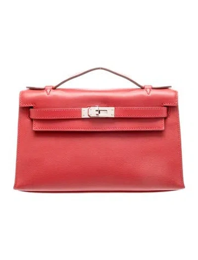 Pre-owned Hermes Swift Kelly Pochette In Red