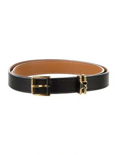 Pre-owned Hermes Swift Leather Belt Strap Belt In Black