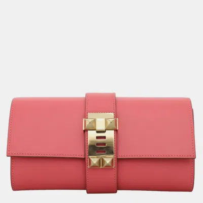 Pre-owned Hermes Swift Leather Medor Clutch In Pink