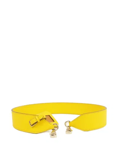 Pre-owned Hermes Swift Leather Shoulder Strap In Yellow