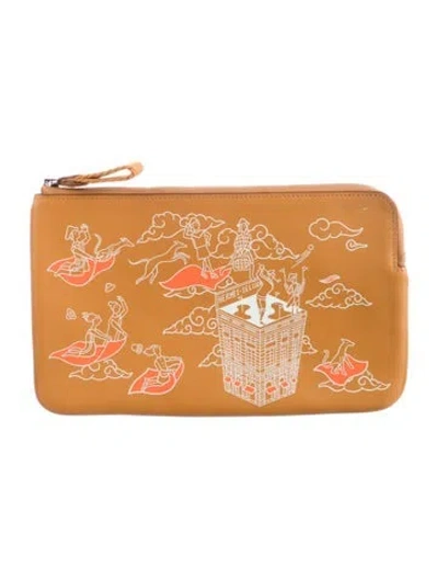 Pre-owned Hermes Swift 'l'epopee D'' Carre Long Pouch In Brown