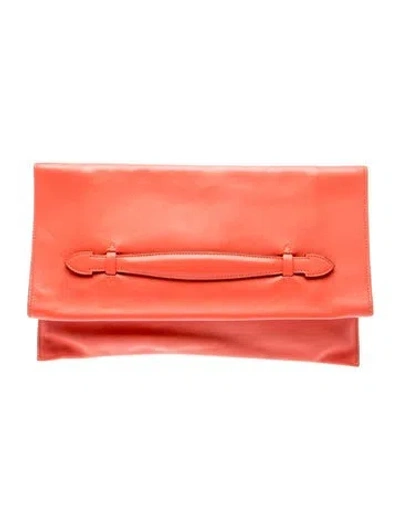 Pre-owned Hermes Swift Pliplat Clutch In Orange