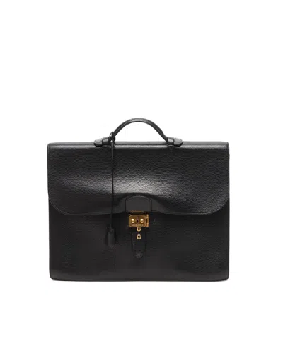Pre-owned Hermes Hermès Swift Sac À Dépêches 38 Business Bag In Black