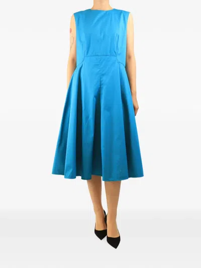 Pre-owned Hermes Swing Sleeveless Midi Dress In Blue