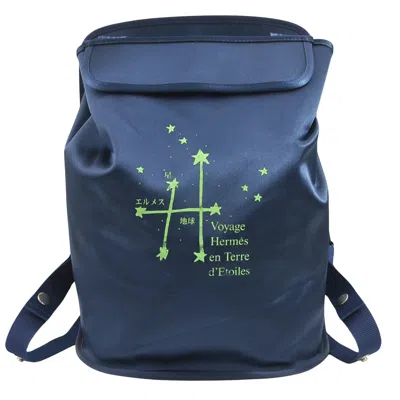 Hermes Hermès Navy Synthetic Backpack Bag ()