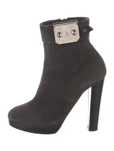 Pre-owned Hermes Talisman Suede Boots In Grey