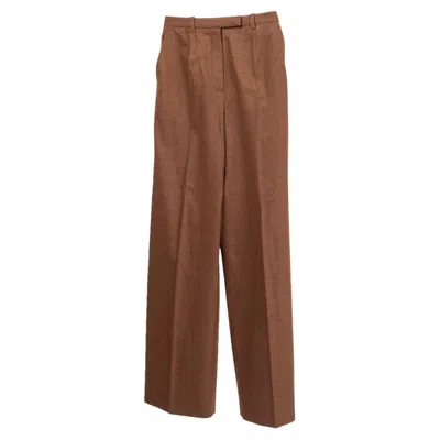 Pre-owned Hermes Tan Brown Wool High-waisted Pants 34 Xxs