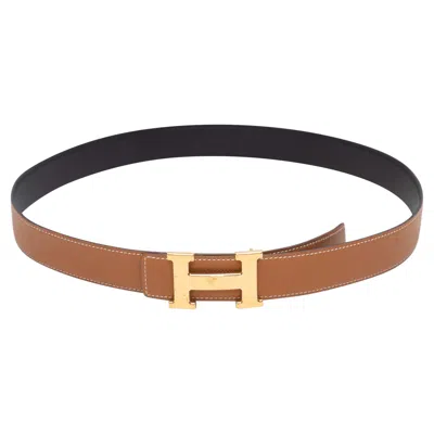 Pre-owned Hermes Tan  Logo Belt In Brown