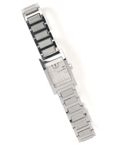 Pre-owned Hermes Hermès Tandem 19mm Ca 2010 Watch In Silver