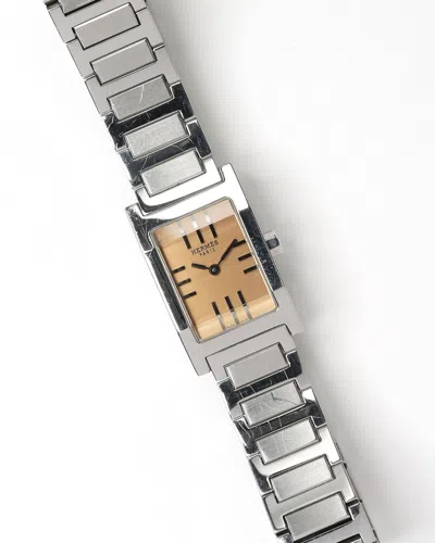 Pre-owned Hermes Hermès Tandem 19mm Watch In Silver