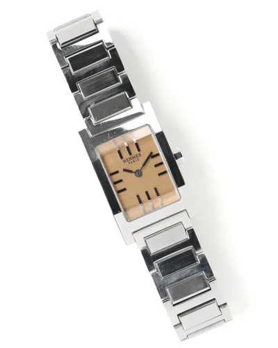 Pre-owned Hermes Hermès Tandem 19mm Watch In Silver