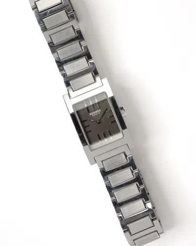 Pre-owned Hermes Hermès Tandem 26mm Watch In Silver