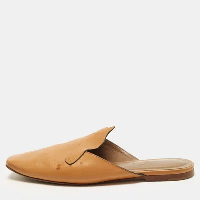 Pre-owned Hermes Tangeria Size 35 Brown Leather Mules