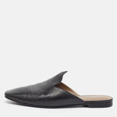Pre-owned Hermes Tangeria Size 37 Black Leather Mules
