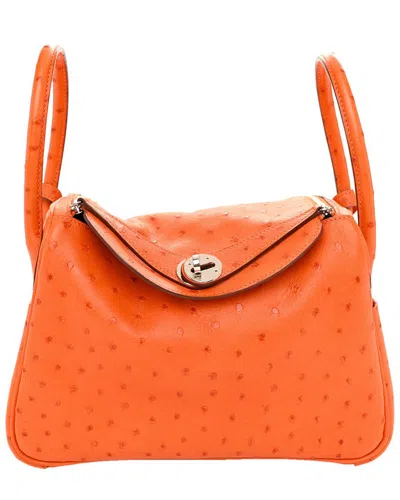 Pre-owned Hermes Hermès Tangerine Ostrich Lindy 26 (authentic Pre-loved)