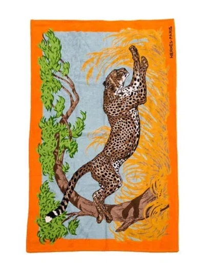Pre-owned Hermes Tapis De Plage Beach Towel W/ Tags In Orange