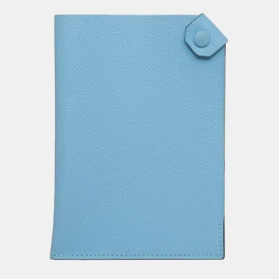 Pre-owned Hermes Tarmac Dot Passport Holder In Blue