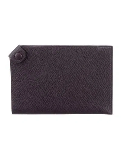 Pre-owned Hermes Tarmac Pm Passport Holder In Purple