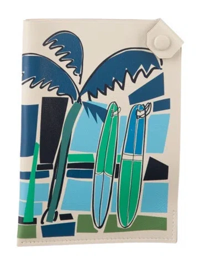 Pre-owned Hermes Tarmac Sea Surf And Fun Passport Holder In Blue