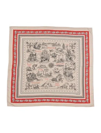 Pre-owned Hermes Tatouages Marins Bandana Cashmere Shawl In Neutral