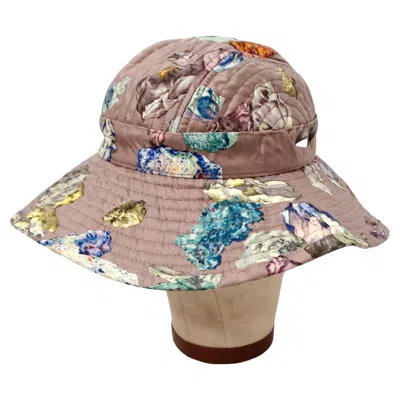 Pre-owned Hermes Taupe Geo Rock & Crystal Print Silk Sun Hat In Brown